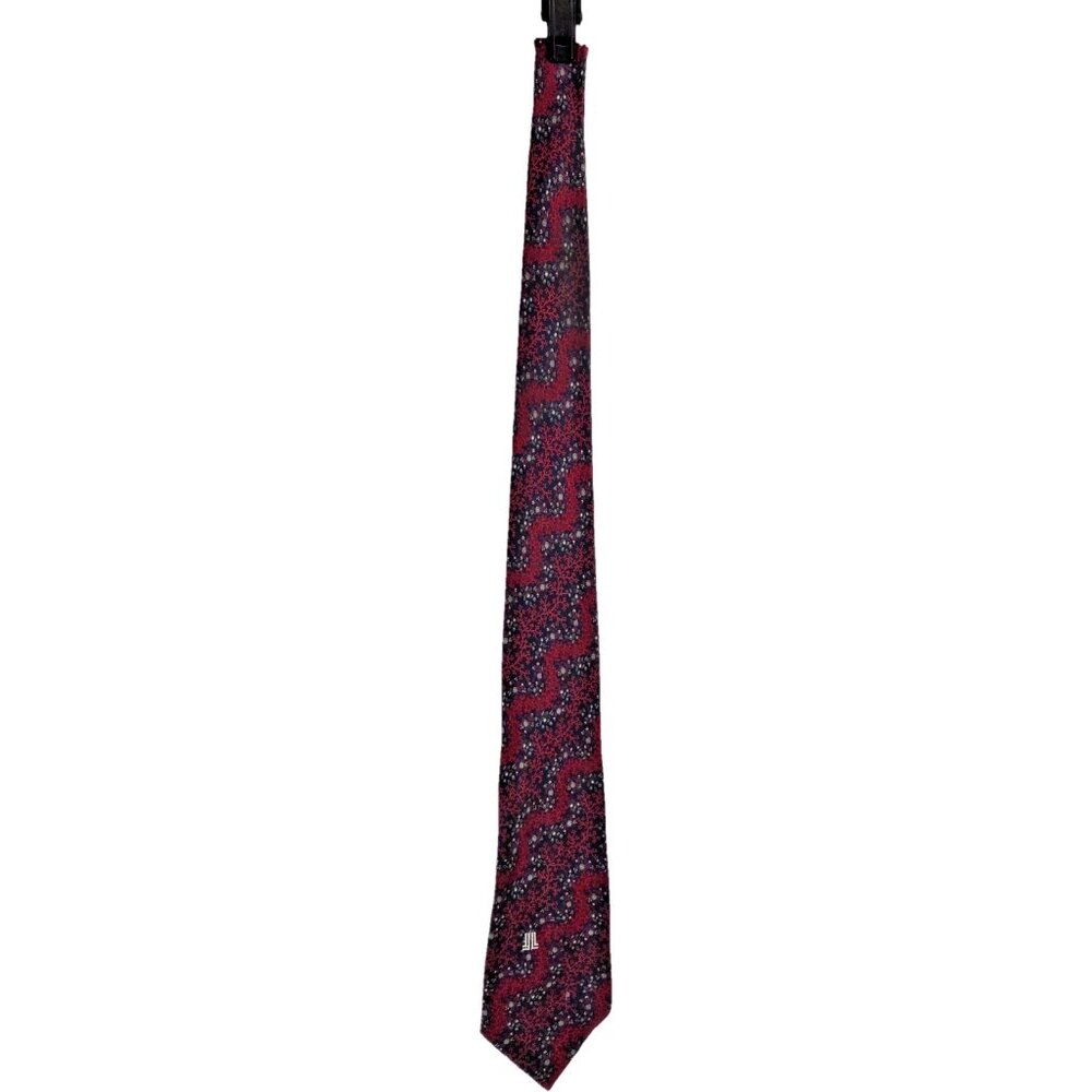 Lanvin  Paris Tie Silk Abstract Floral Vintage JL Logo Classic 4 Inch Wide
